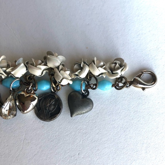Artisan made Charm Bracelet with Vintage Rosary Findings and Medals - Picture 4 of 9